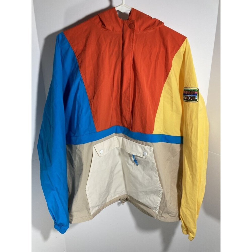 Teddy Fresh Patches Colorblocked Anorak Jacket Orange / Blue Size: Large